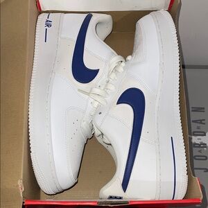 Nike White and Blue Men's Sneakers